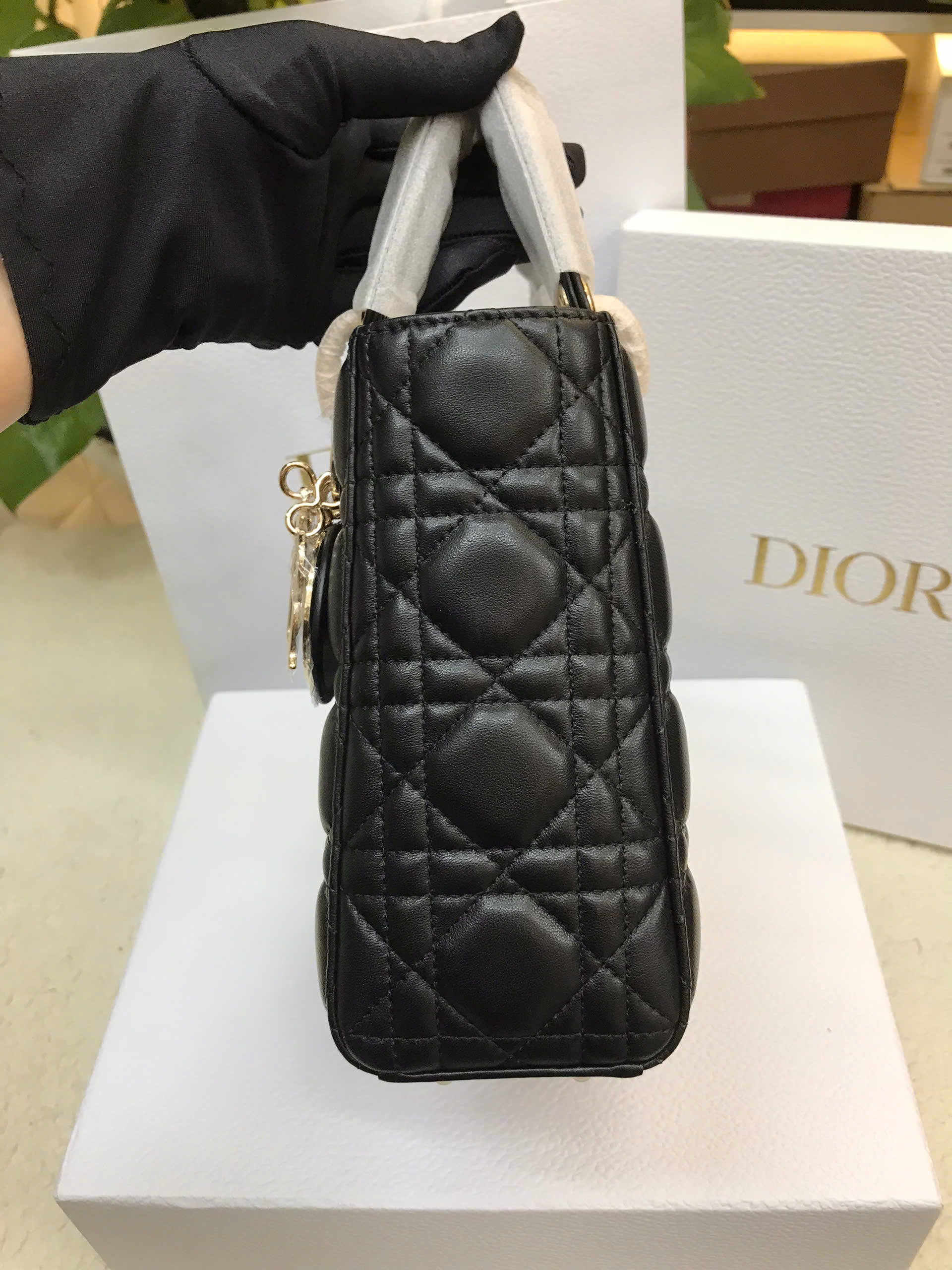 Túi Small Lady Dior Black Bag Vip Màu Đen Size 20cm