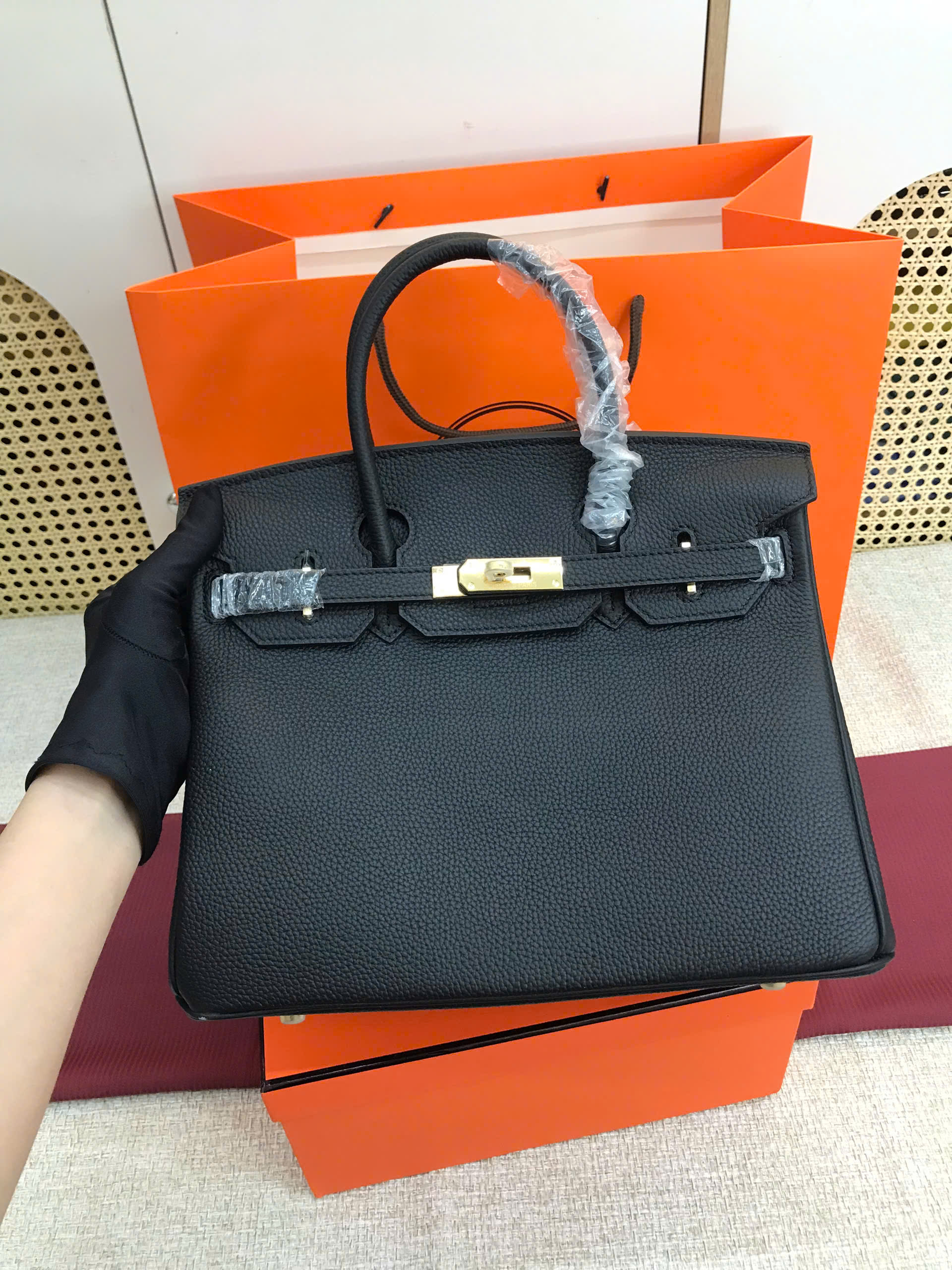 Túi Hermes Birkin Super Màu Đen Lót Hồng Size 30cm