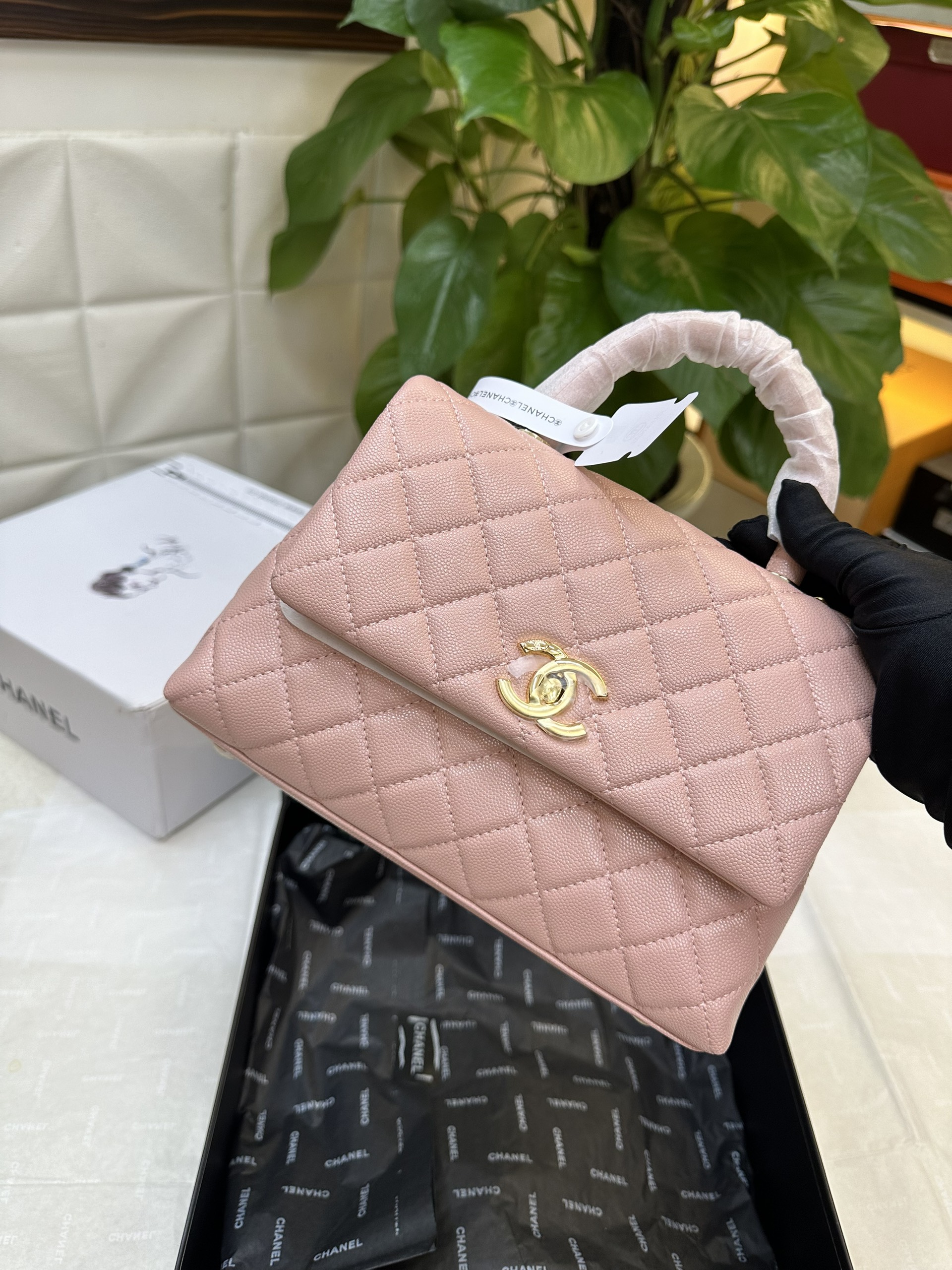 Túi Chanel Coco Super Màu Hồng Logo Gold Size 23cm