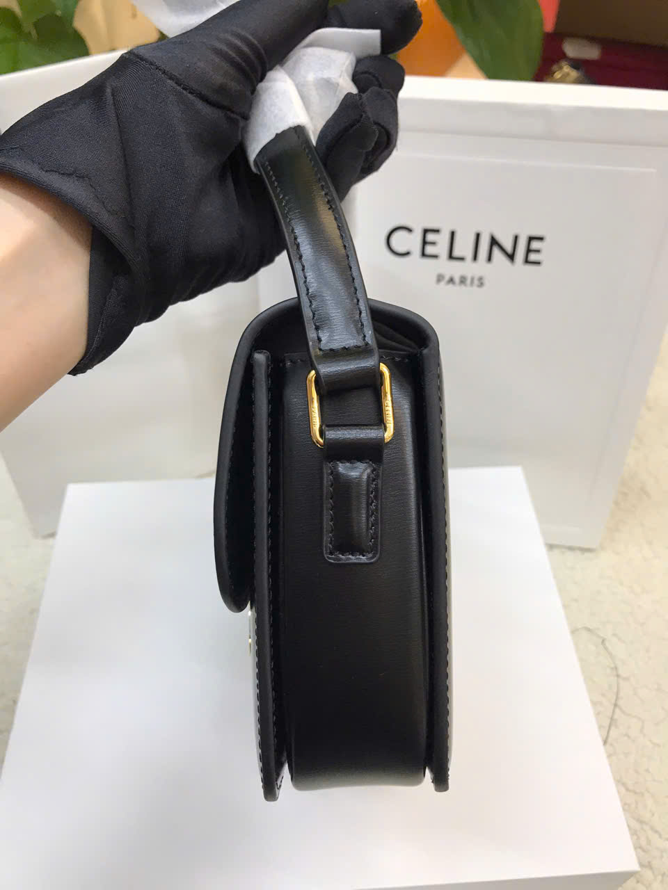 Túi Celine Teen Triomphe Bag In Shiny Calfskin Siêu Cấp Size 18cm