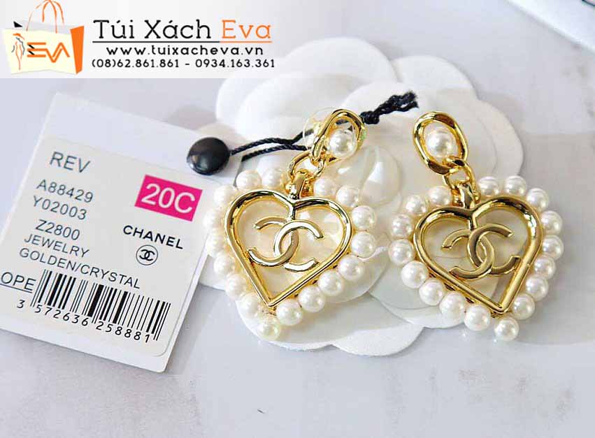 Bông Tai Chanel Siêu Cấp Màu Vàng Đính Ngọc Trai Đẹp.