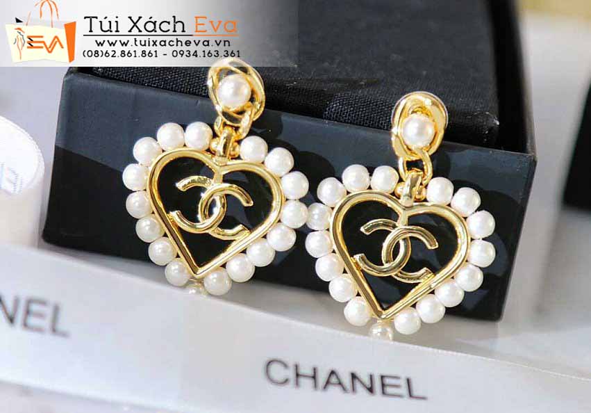 Bông Tai Chanel Siêu Cấp Màu Vàng Đính Ngọc Trai Đẹp.