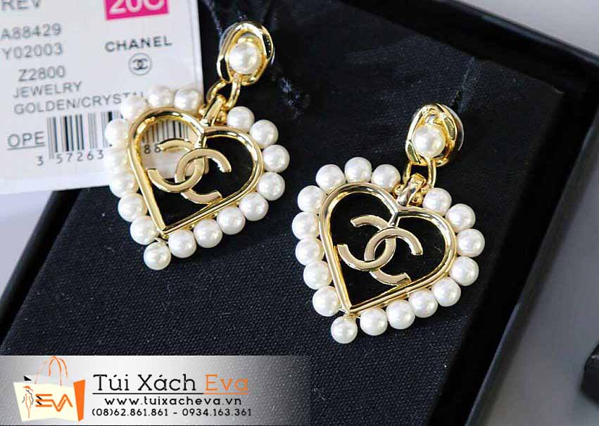 Bông Tai Chanel Siêu Cấp Màu Vàng Đính Ngọc Trai Đẹp.