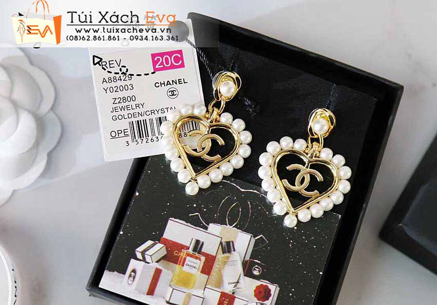 Bông Tai Chanel Siêu Cấp Màu Vàng Đính Ngọc Trai Đẹp.