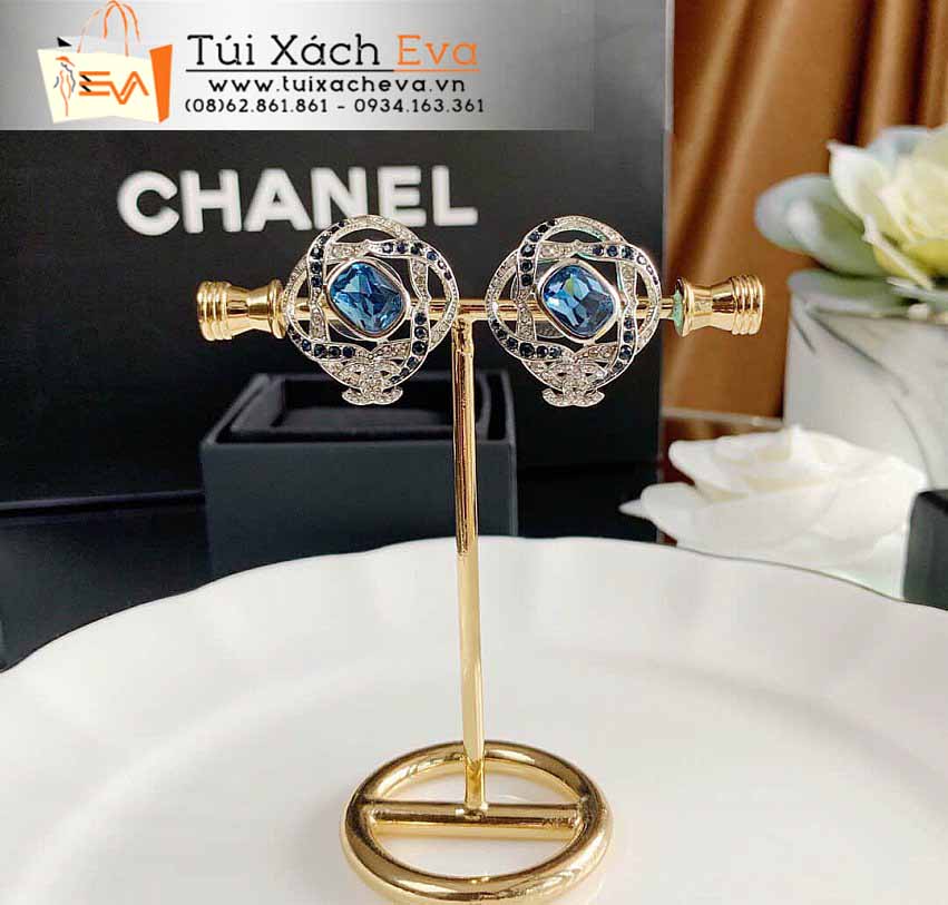 Bông Tai Chanel Siêu Cấp Màu Xanh Ngọc Đẹp.