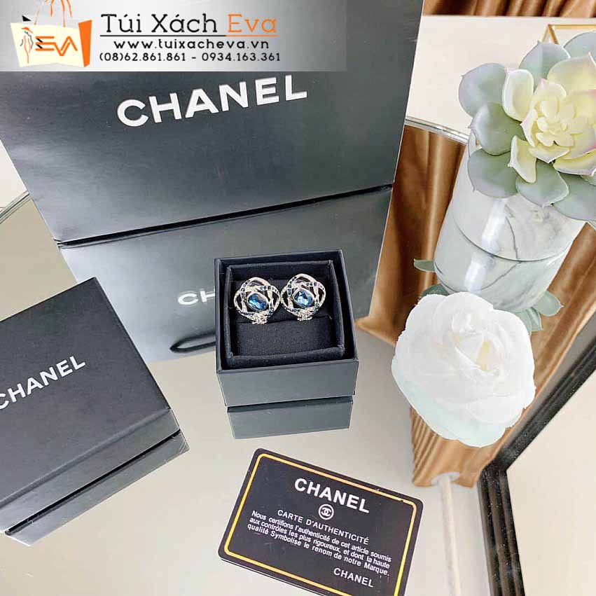 Bông Tai Chanel Siêu Cấp Màu Xanh Ngọc Đẹp.