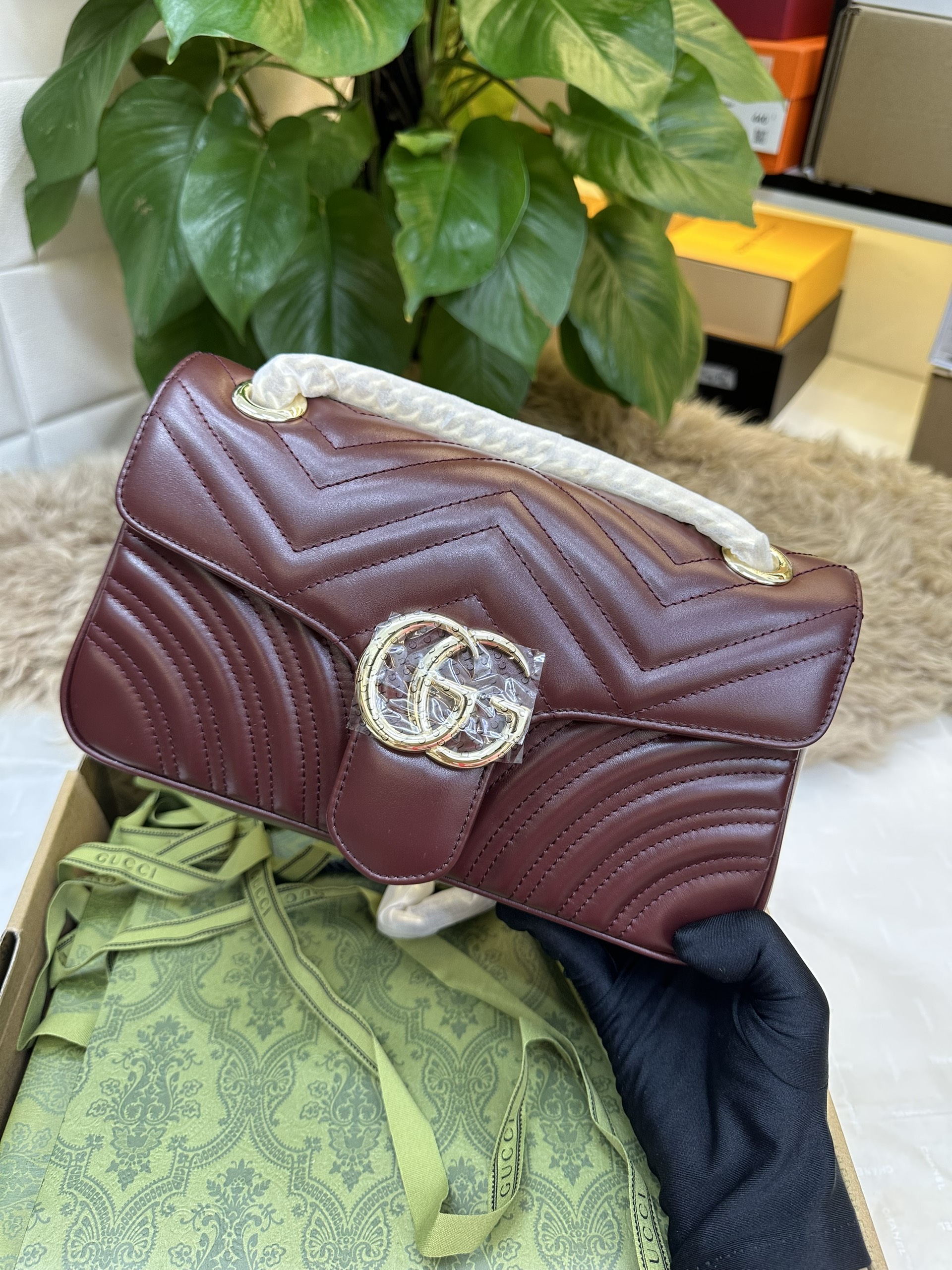 Túi GG Marmont Small Shoulder Bag Siêu Cấp Màu Đỏ Size 26cm