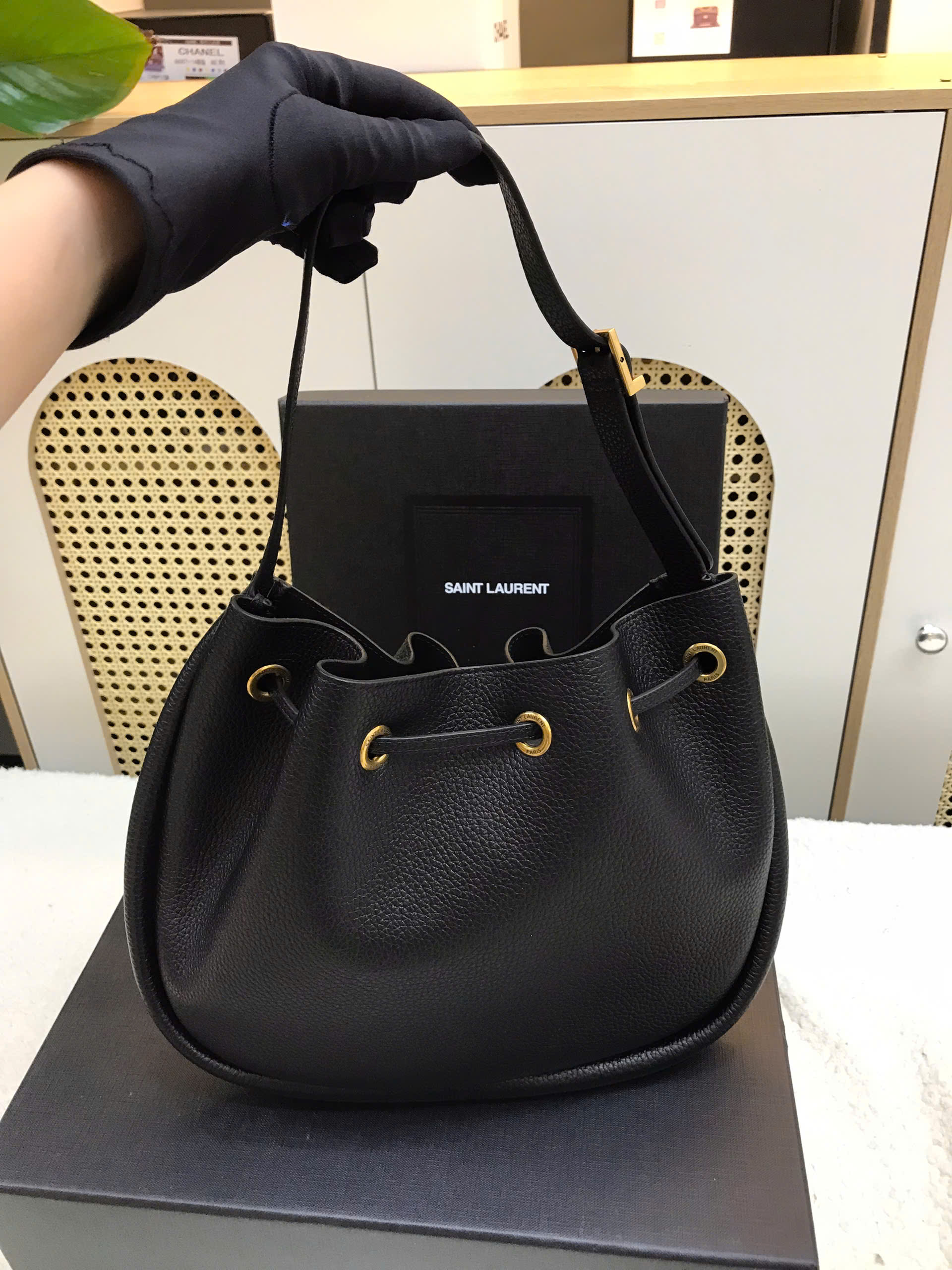 Túi YSL Paris VII Small Hobo In Grained Leather Black Siêu Cấp Size 30cm