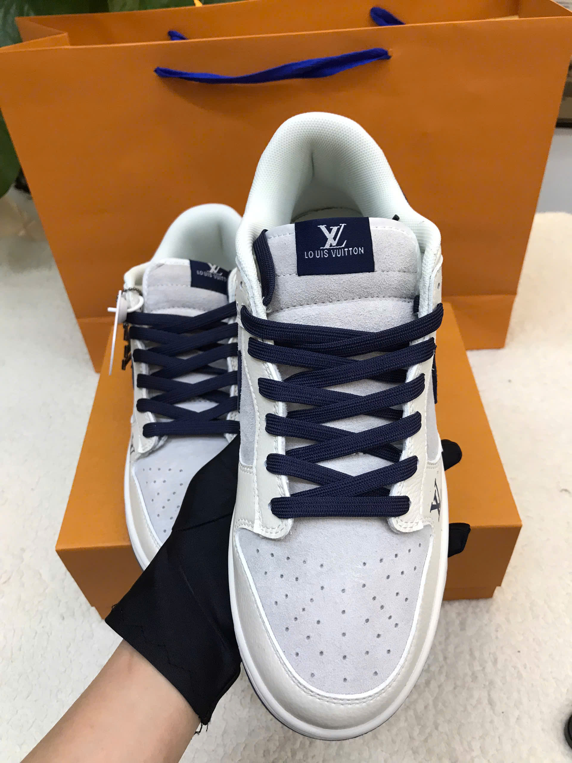 Giày LV × Nike Louis Vuitton x Nike Dunk SB Low Siêu Cấp Màu Đen Size 43