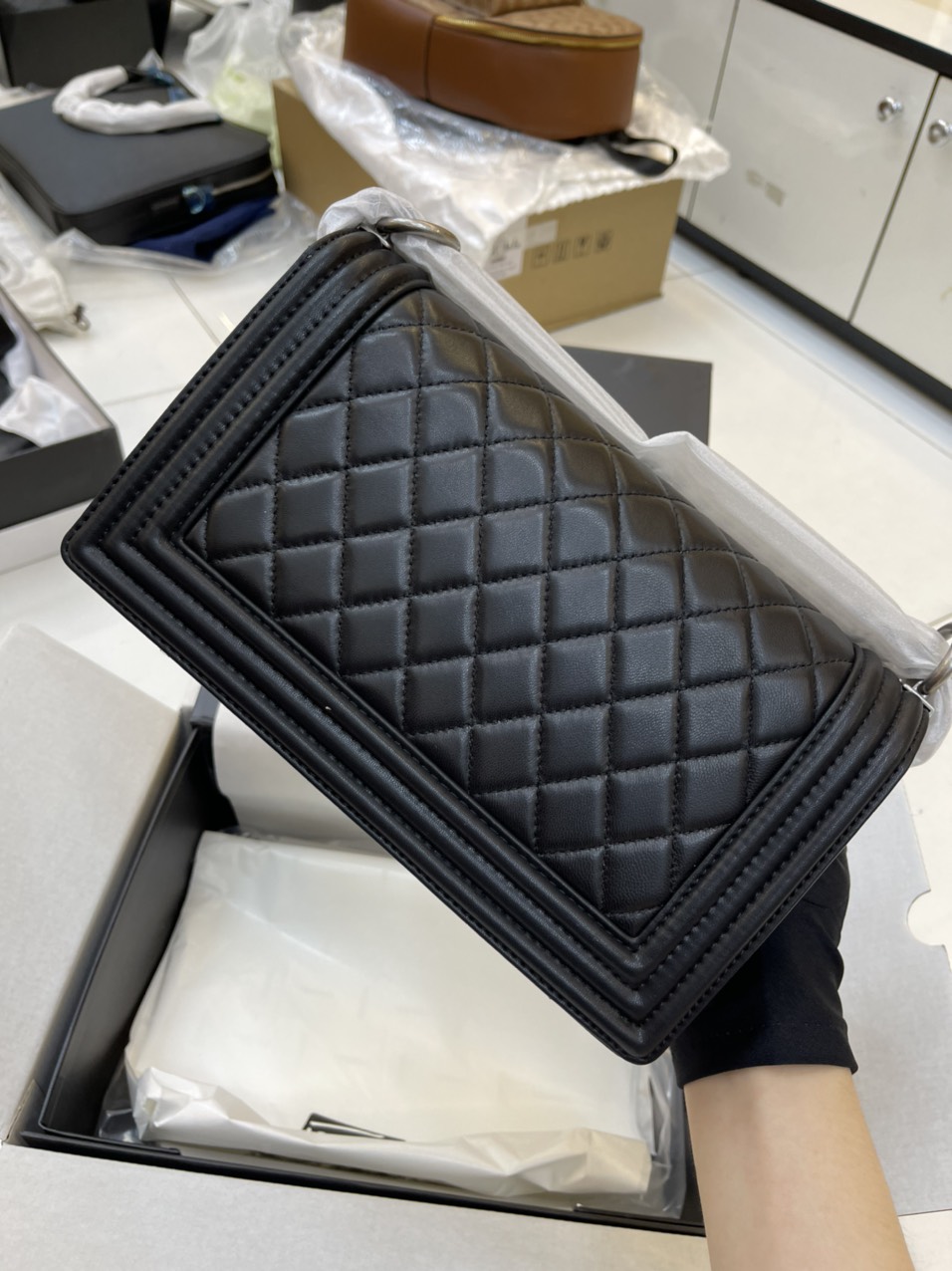 Túi Xách Chanel Super Chanel Boy flap black old medium Size 25cm