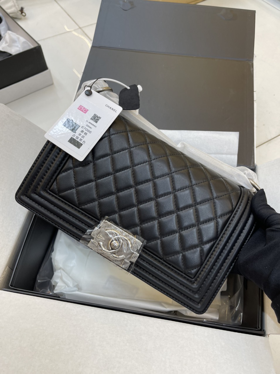 Túi Xách Chanel Super Chanel Boy flap black old medium Size 25cm