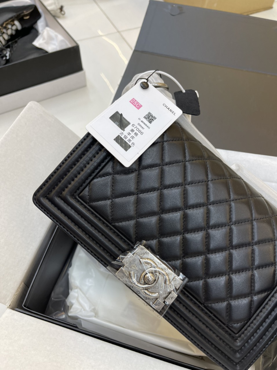 Túi Xách Chanel Super Chanel Boy flap black old medium Size 25cm