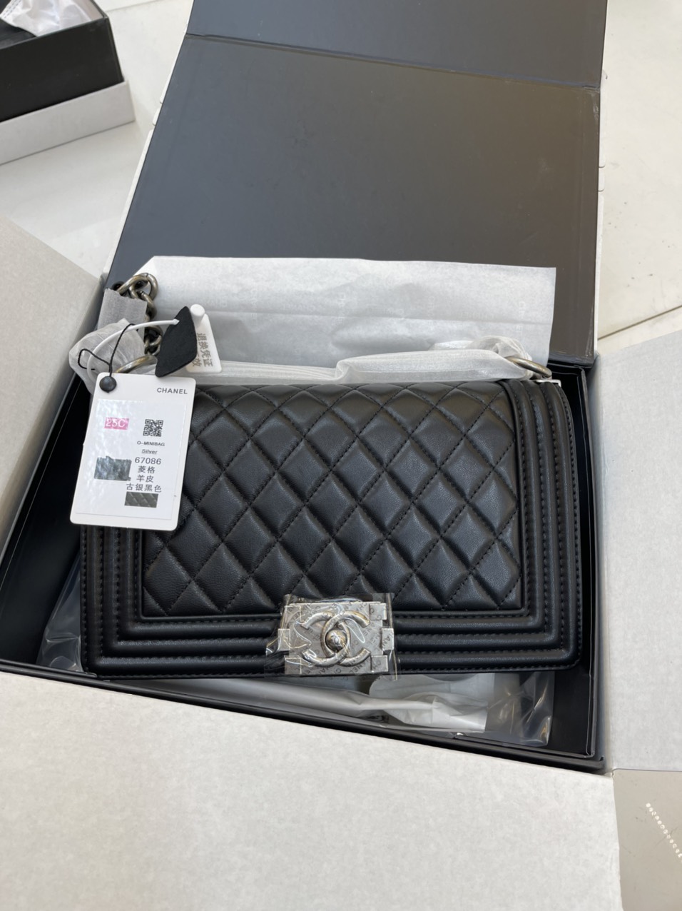 Túi Xách Chanel Super Chanel Boy flap black old medium Size 25cm
