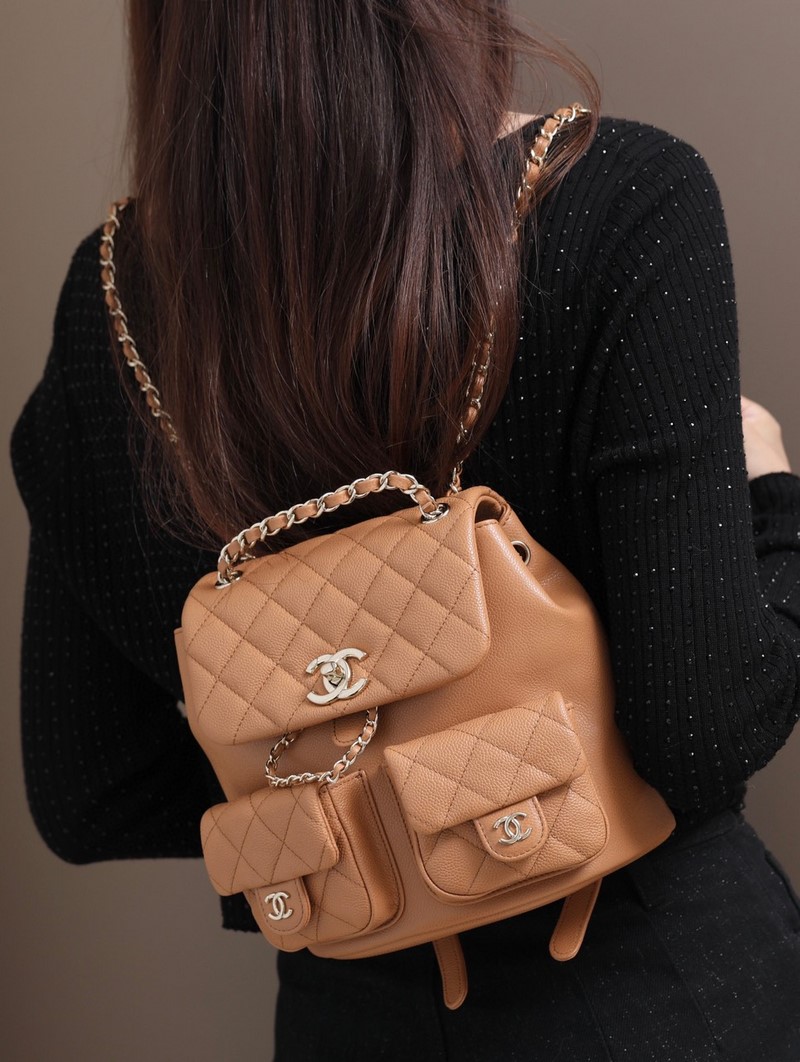 Ba Lô Nữ Chanel 23SS Duma Backpack GRAINED SHINY CALFSKIN & GOLD BLACK Màu Đen AS3860