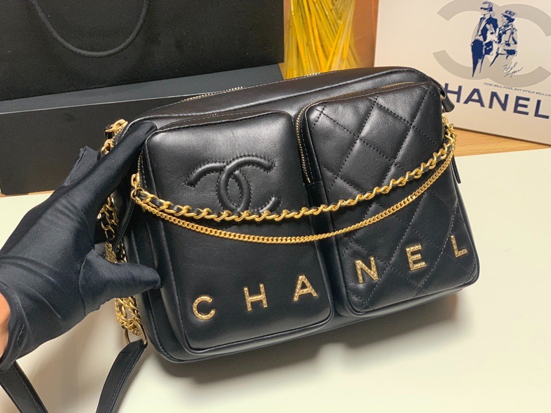 Túi Xách Chanel CAMERA CASE Siêu Cấp  Đen Size 26cm As2924