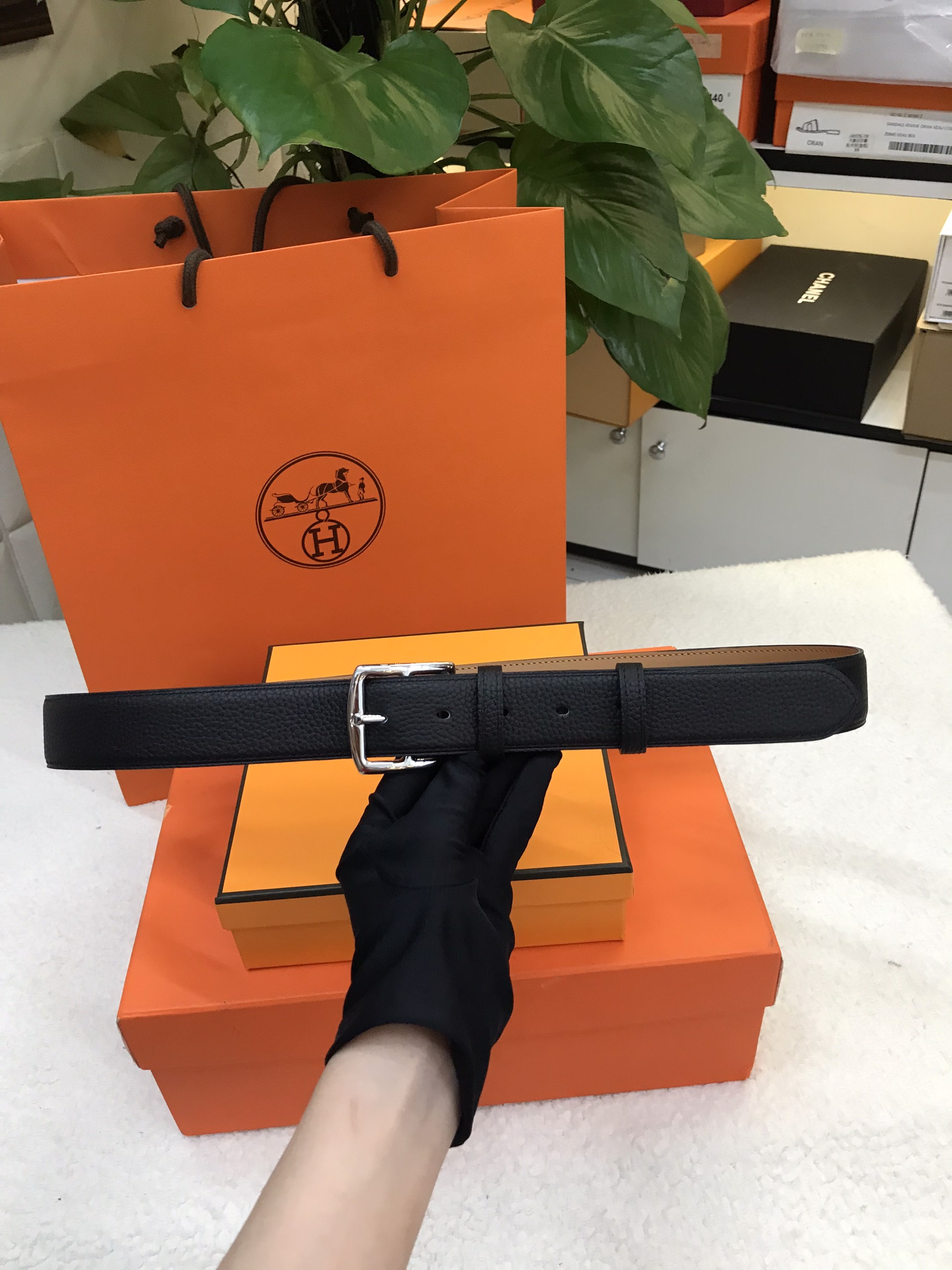 Thắt lưng Hermes Etriviere 32 Belt VIP Màu Đen Size 100-115cm