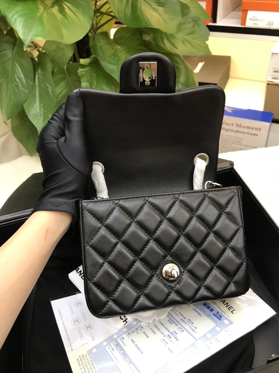 Túi Chanel Classic Flap Mini Màu Đen Khóa Bạc Size 17cm