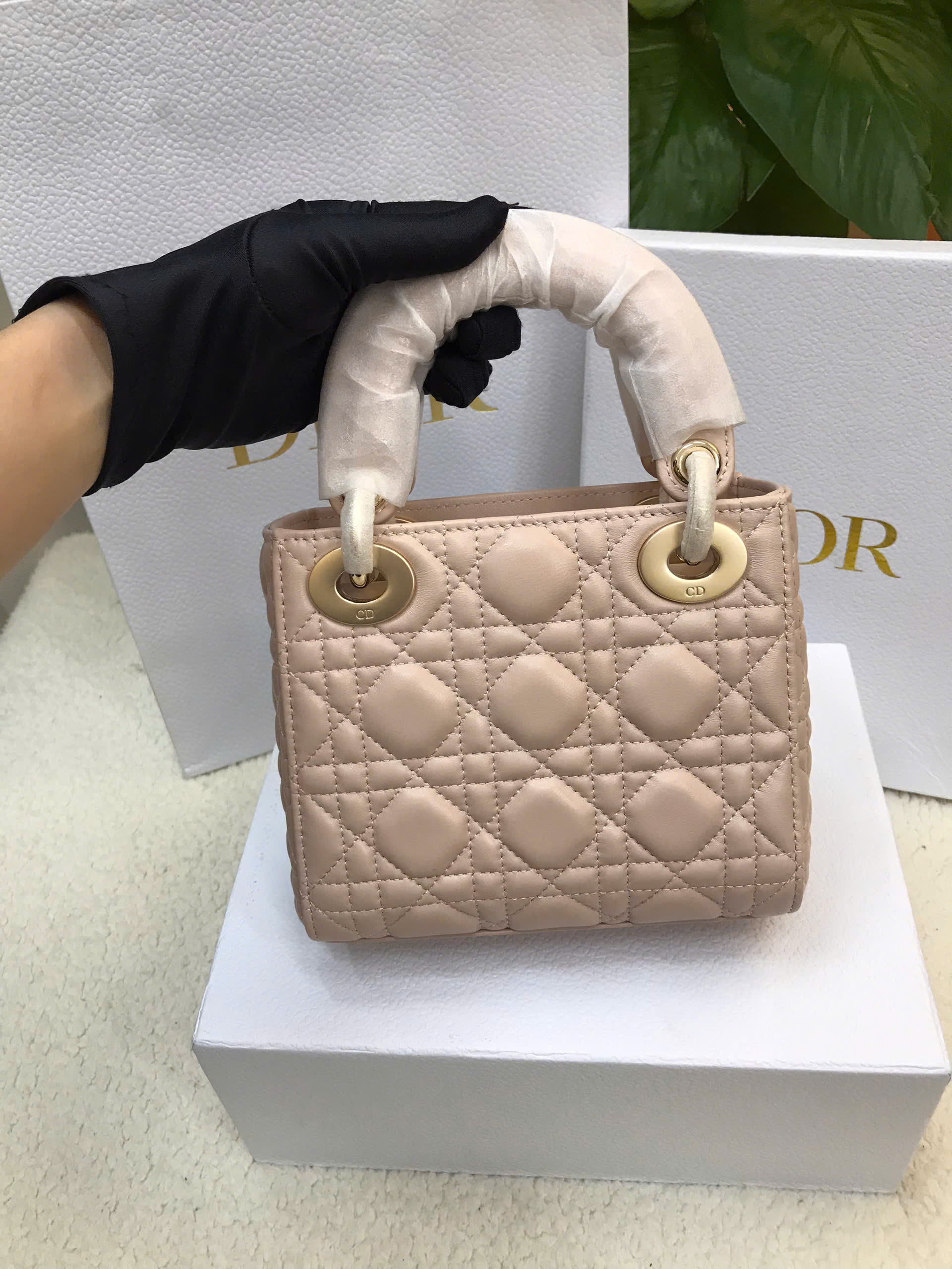 Túi Mini Lady Dior Bag Blush Cannage Lambskin Vip Màu Hồng Size 17cm