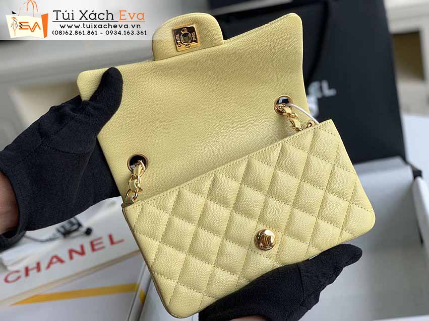 Túi Xách Chanel Classic Flap Bag Siêu Cấp Màu Vàng Đẹp M1116.