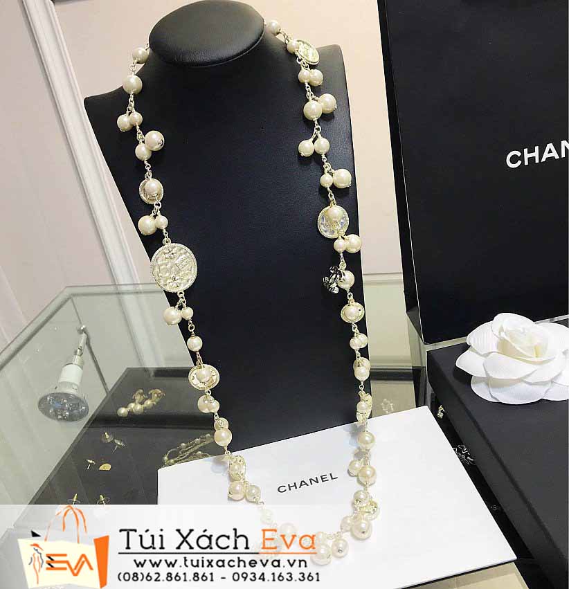 Dây Chuyền Chanel Ngọc Trai Siêu Cấp Màu Vàng Đẹp.