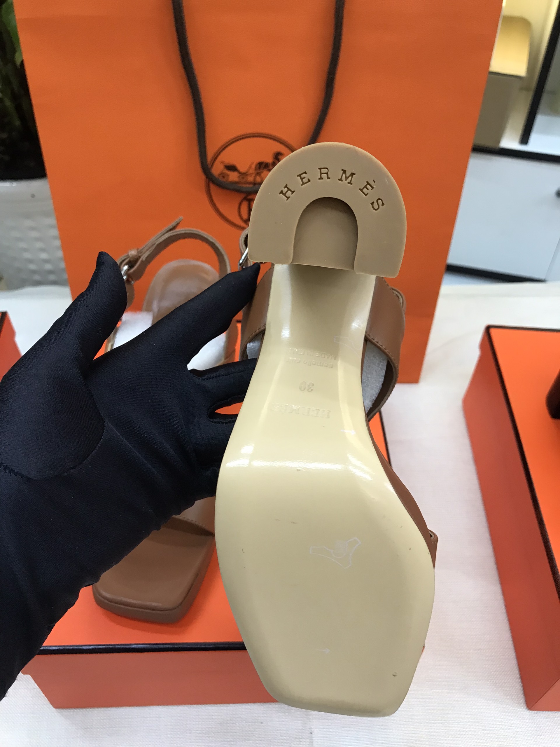 Giày Hermes Ilona 90 Sandal Siêu Cấp Màu Nâu Size 39