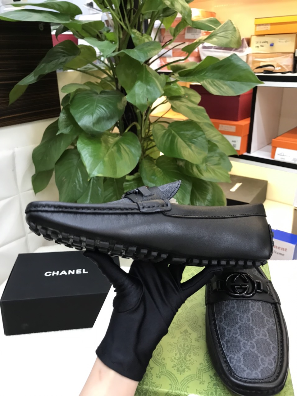 Giày Lười Nam Gucci Moca Men%&&&%s Interlocking G Drive Siêu Cấp Size 38