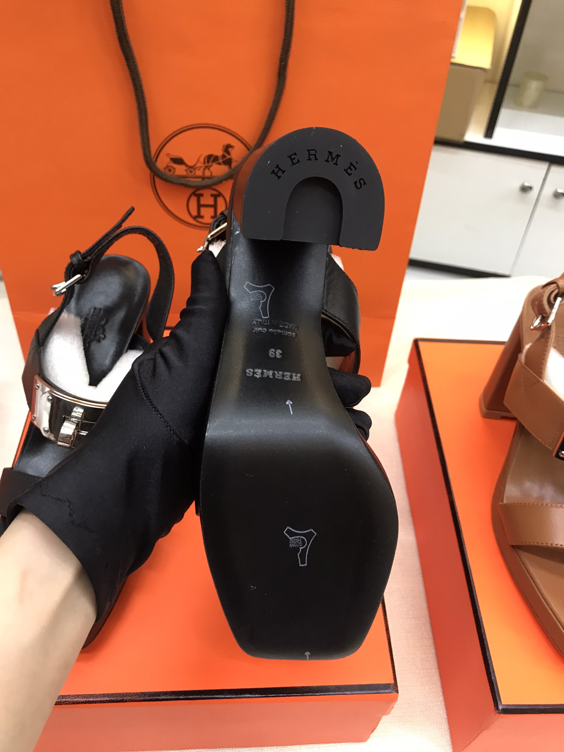 Giày Hermes Ilona 90 Sandal Siêu Cấp Màu Đen Size 39