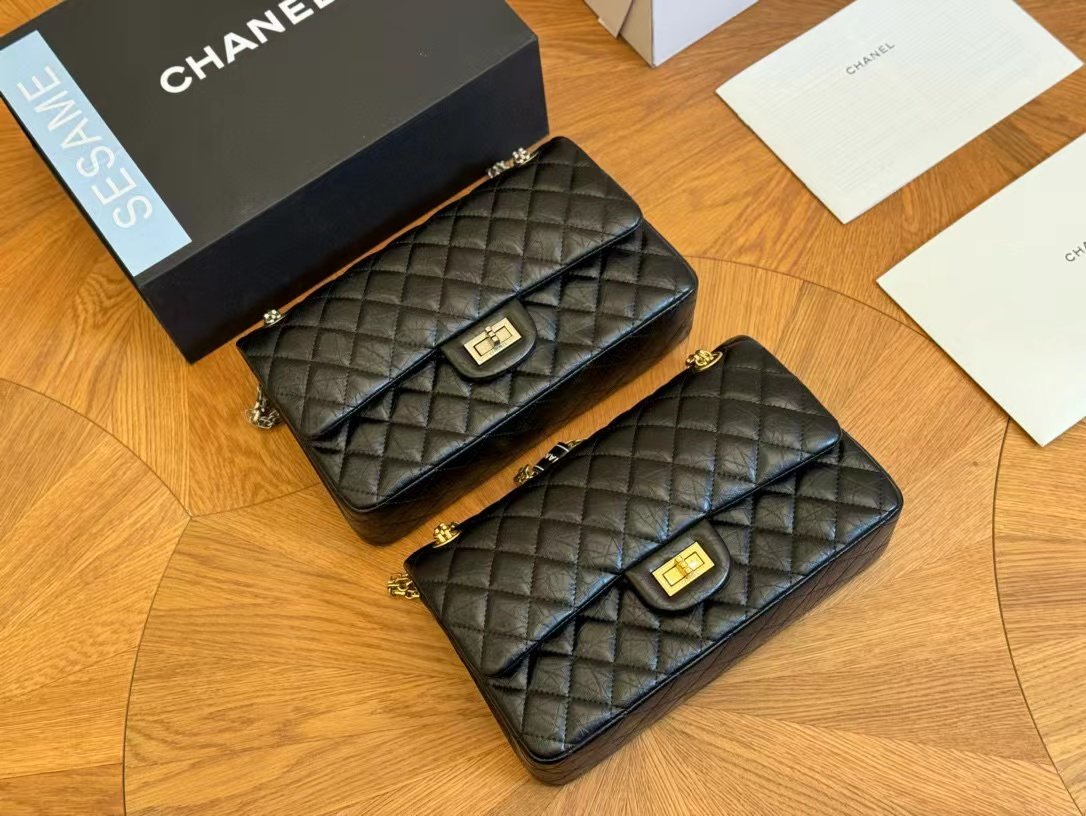 Bảng Màu Túi Chanel Classic Da Nhăn Khóa Ngang Super Size 25cm Fullbox