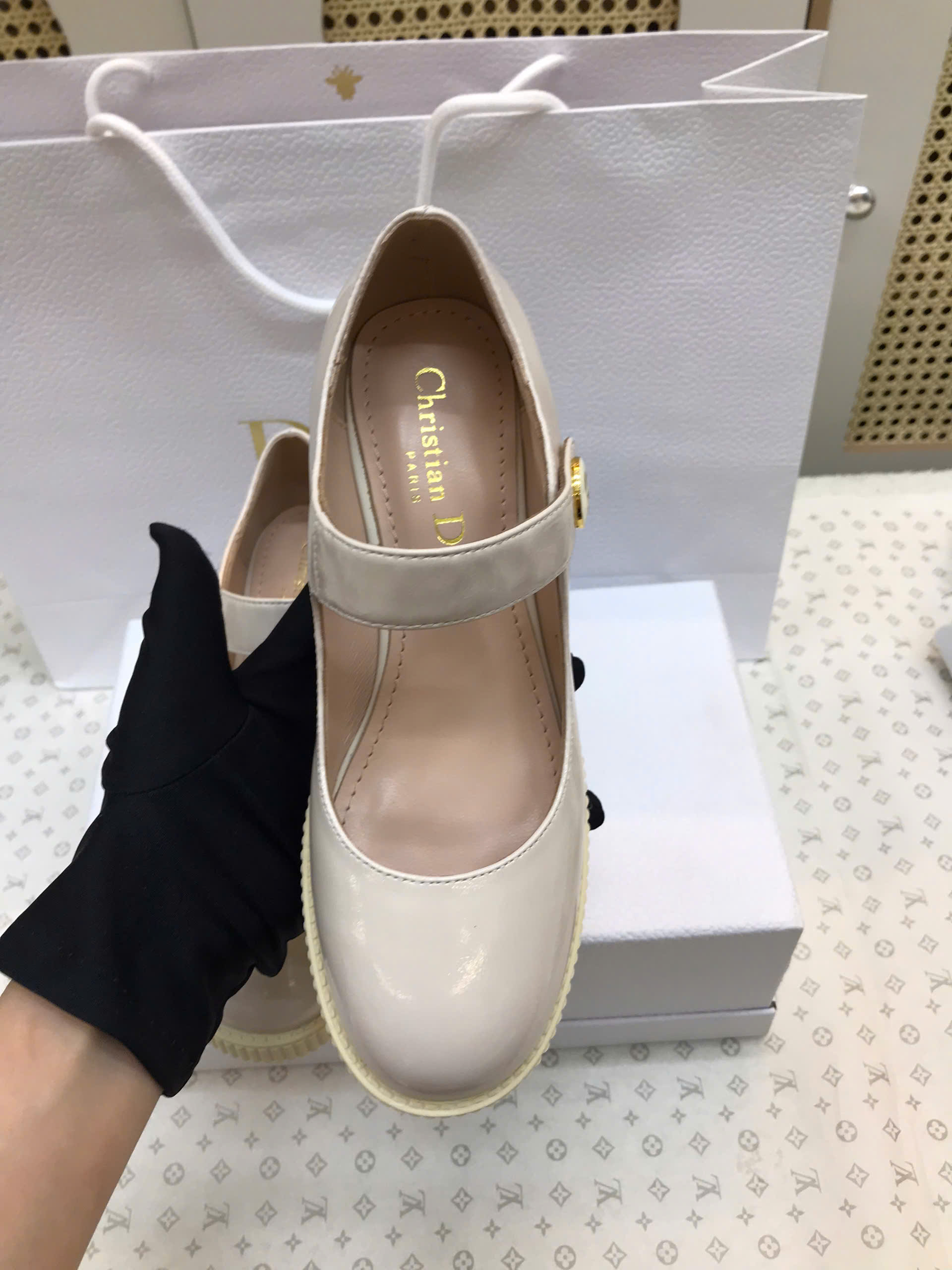 Giày Dior D-Doll Pump White Shiny Calfskin SIêu Cấp Màu Trắng Size 35