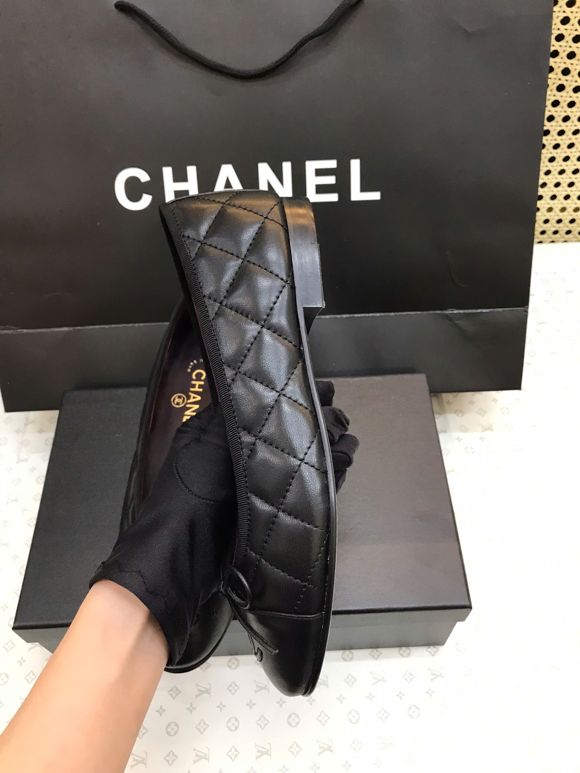 Giày Chanel Ballet Flats Calfskin Black Siêu Cấp Size 38