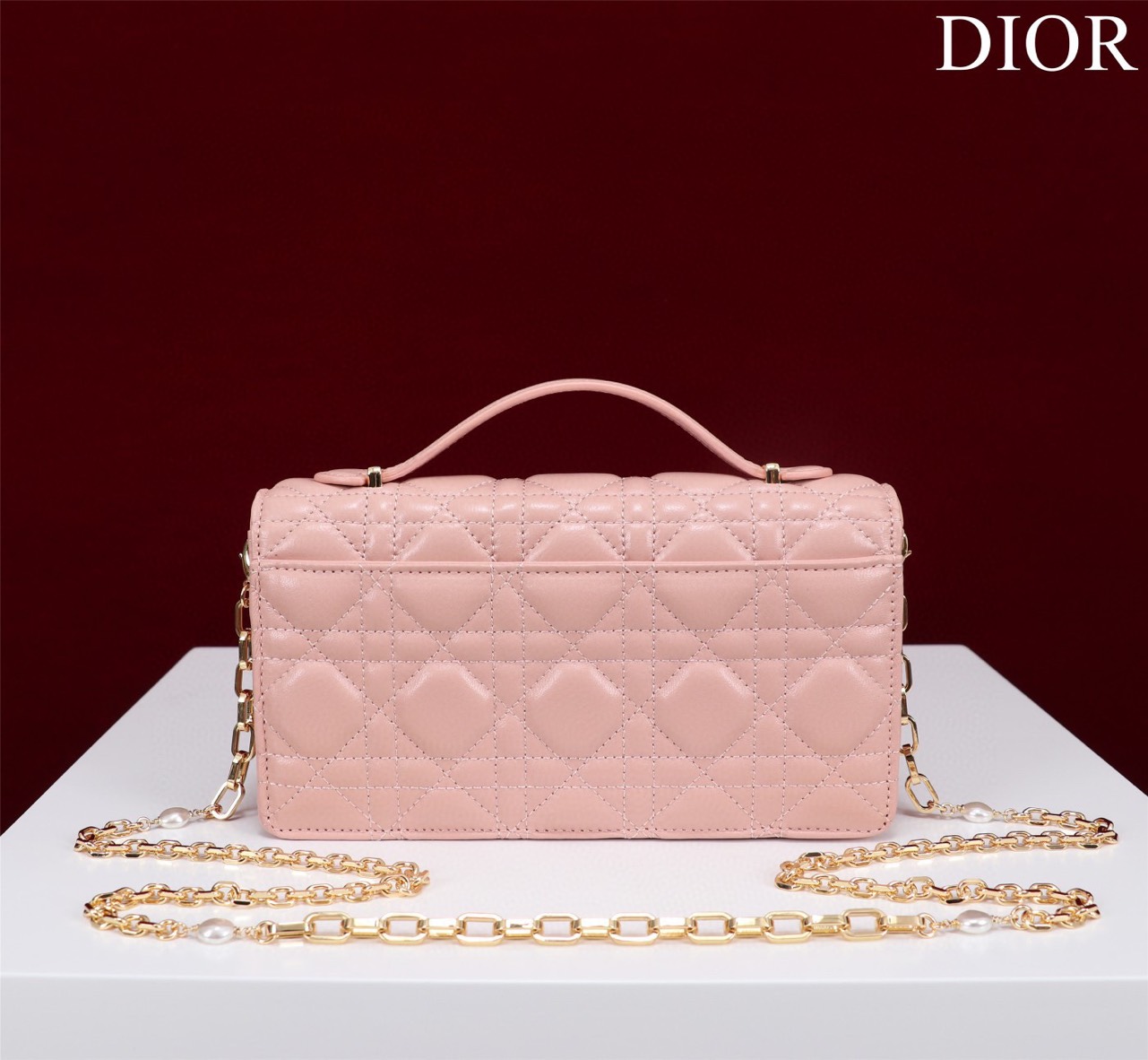 Túi Xách Dior Lady Siêu Cấp Màu Hồng Size：21*11.5*4.5cm 098014