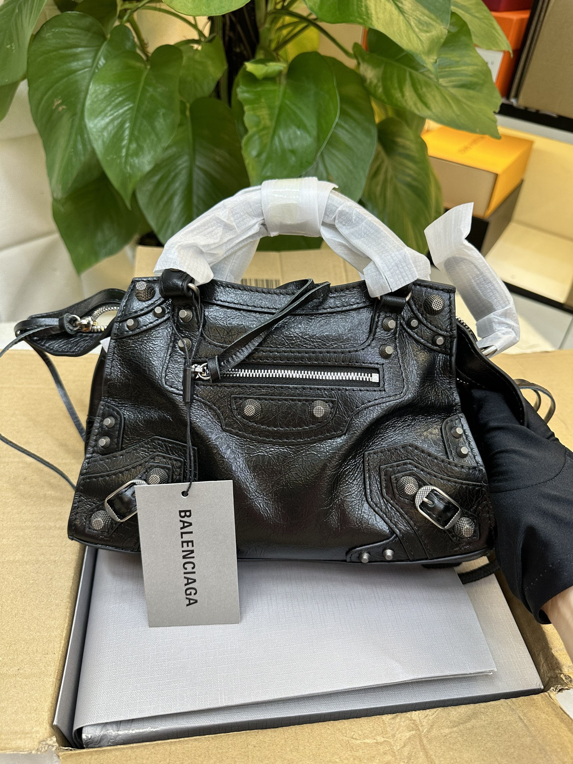 Túi Balenciaga Wonmen%&&&%s Neo Cagole Mini Tote Bag In Black Màu Đen Size 21cm