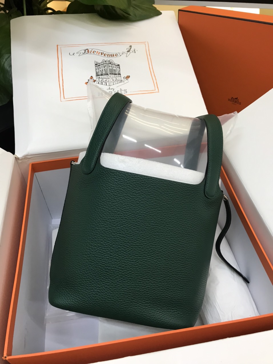 Túi Hermes Picotin 22 Vip Màu Xanh Rêu Khóa Bạc Size 22cm Chưa Kèm Box