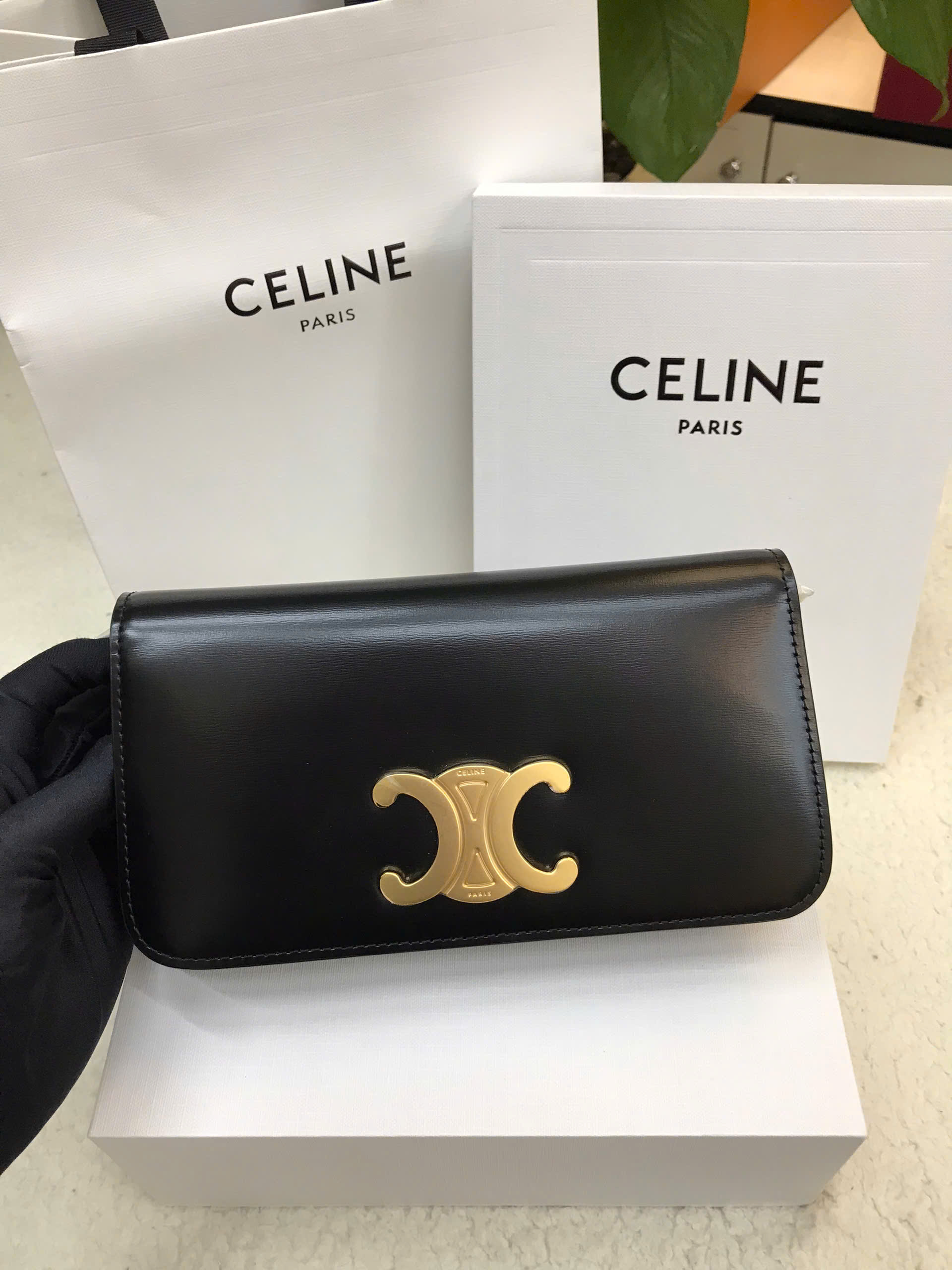 Túi Celine Multipochette In Shiny Calfskin Vip Màu Đen Size 20.5cm