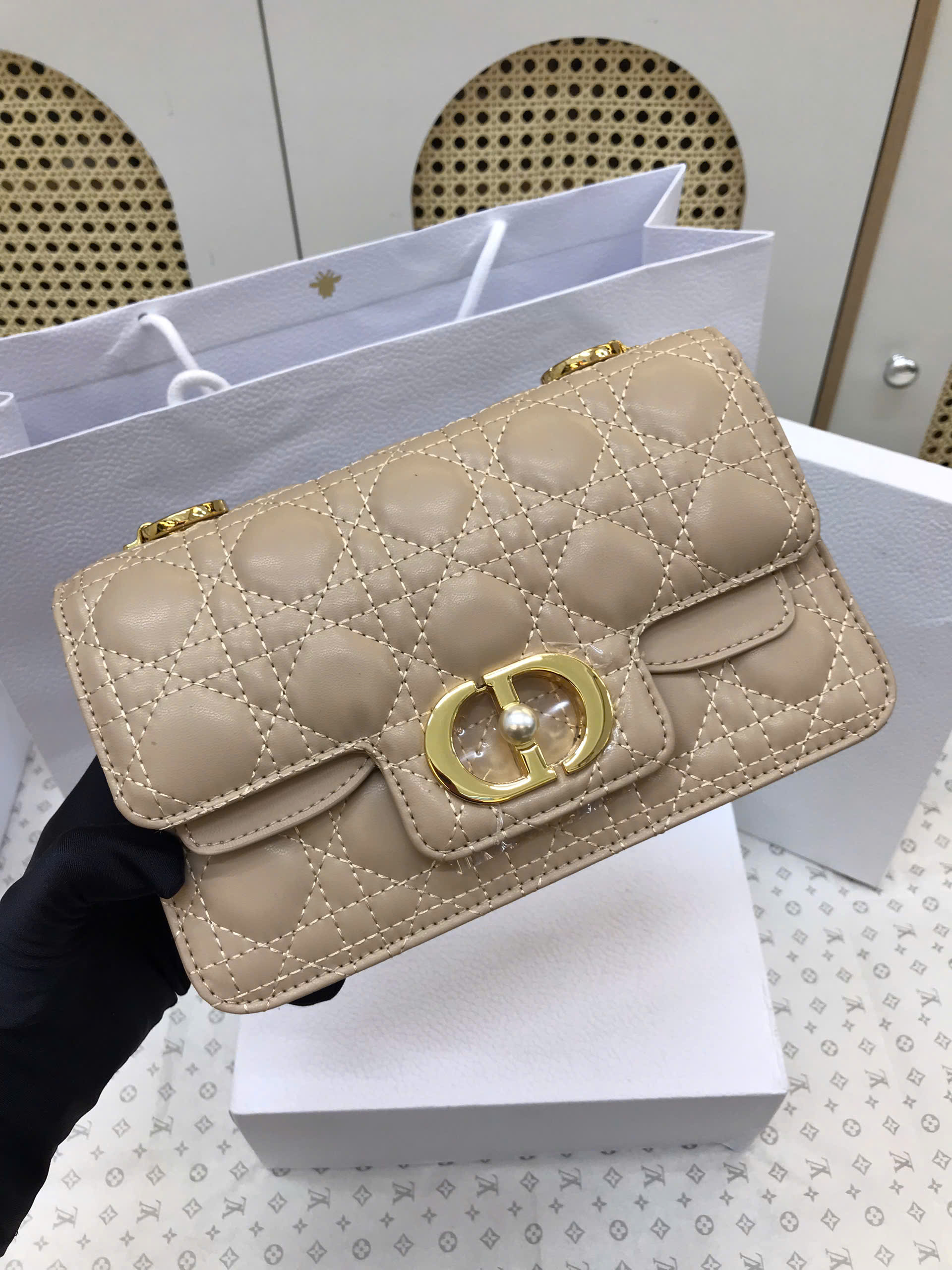 Túi Dior Small Dior Jolie Top Handle Bag Super Màu Be Size 22cm