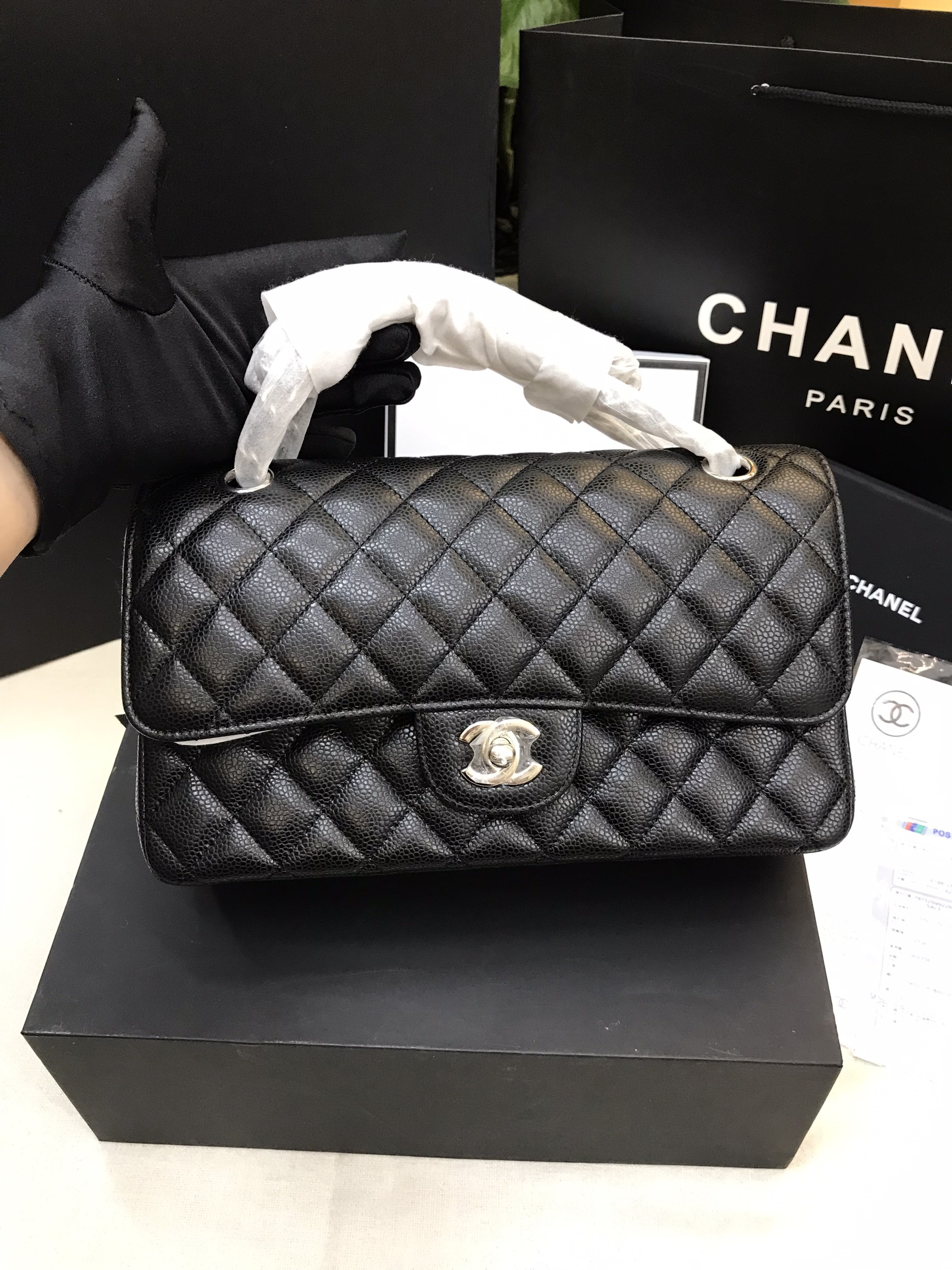 Túi Chanel Classic Flap Super Màu Đen Da Hạt Size 23cm