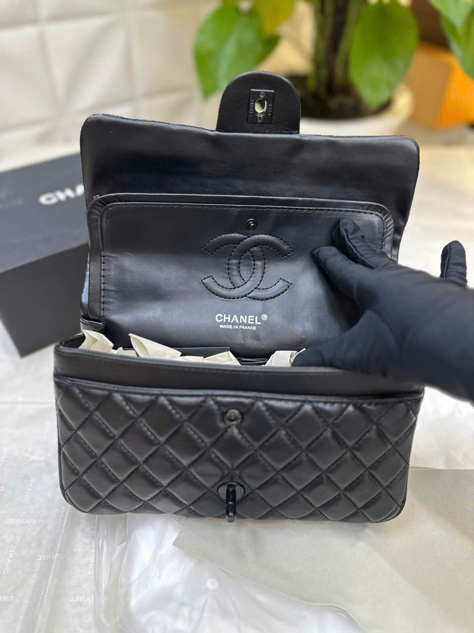 Túi Chanel Classic Flap Super Màu Đen Khóa Đen Size 25cm