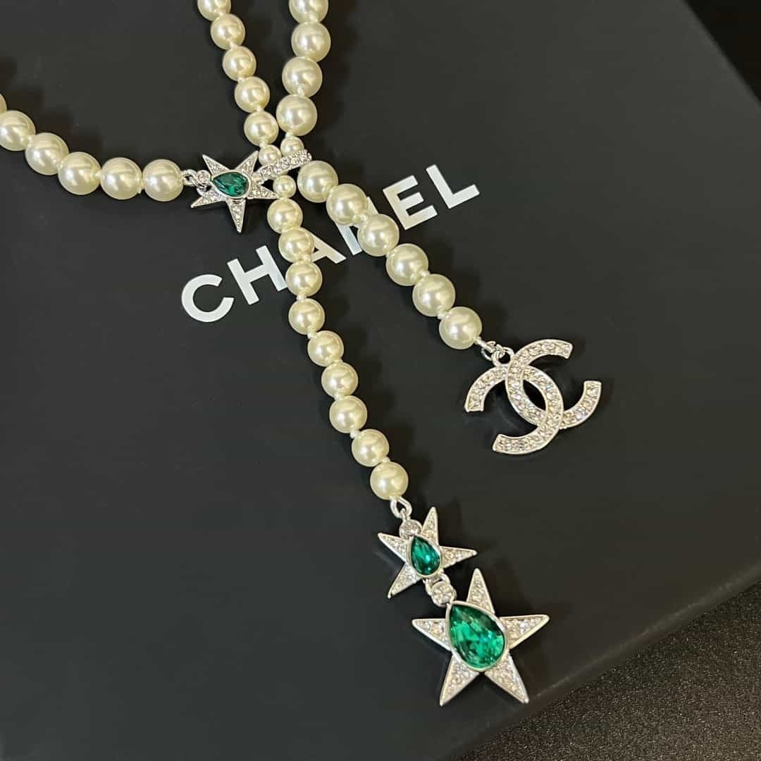 Vòng Cổ Chanel Ngọc Trai Siêu Cấp Tua Rua Ngôi Sao