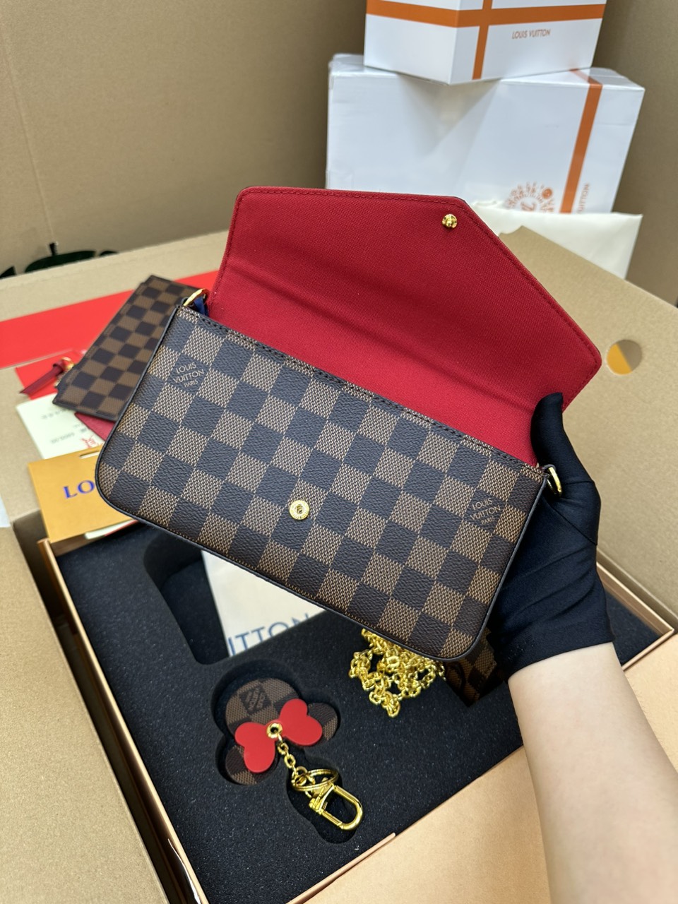 Túi Xách LV Félicie Pochette Super Màu Nâu Size 21cm Fullbox
