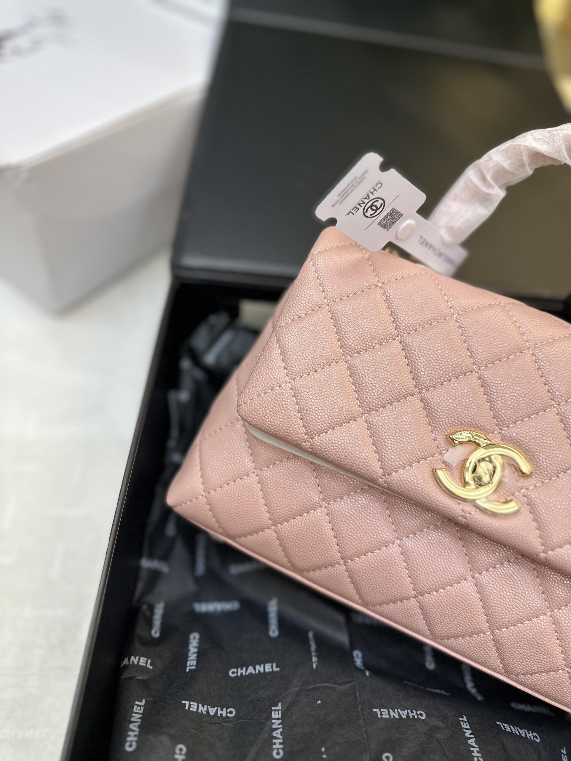 Túi Chanel Coco Super Màu Hồng Logo Gold Size 23cm