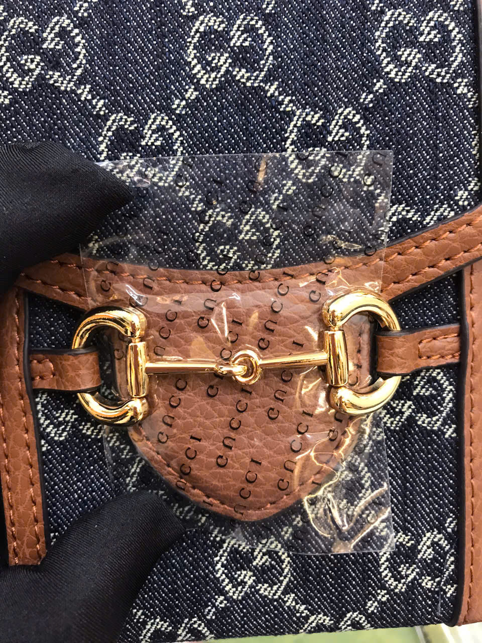 Túi Gucci Horsebit 1955 Mini Blue Brown Bang Super Size 17cm