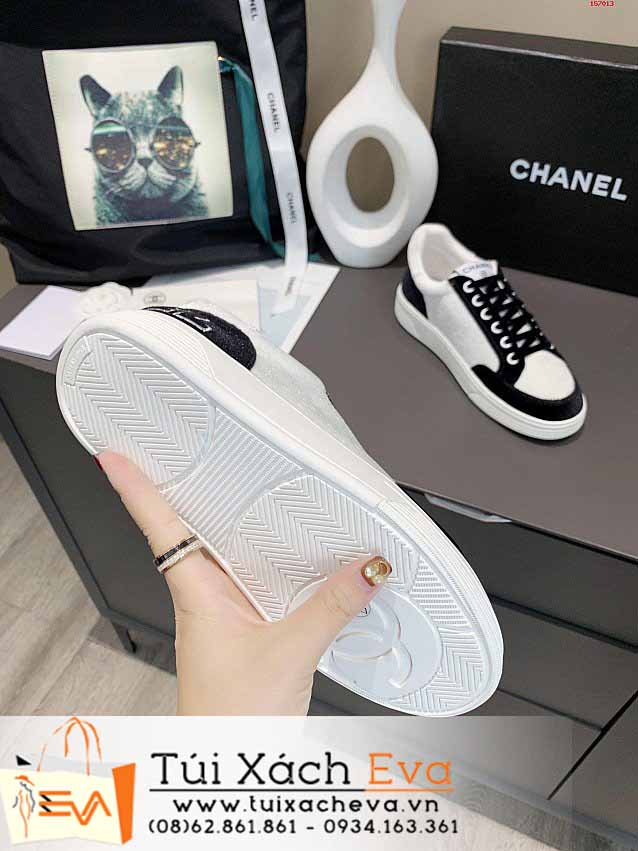 Giày Bata Chanel Siêu Cấp Màu Trắng Phối Đen Chữ C Đẹp.