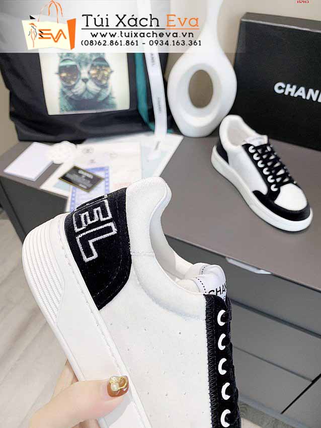 Giày Bata Chanel Siêu Cấp Màu Trắng Phối Đen Chữ C Đẹp.