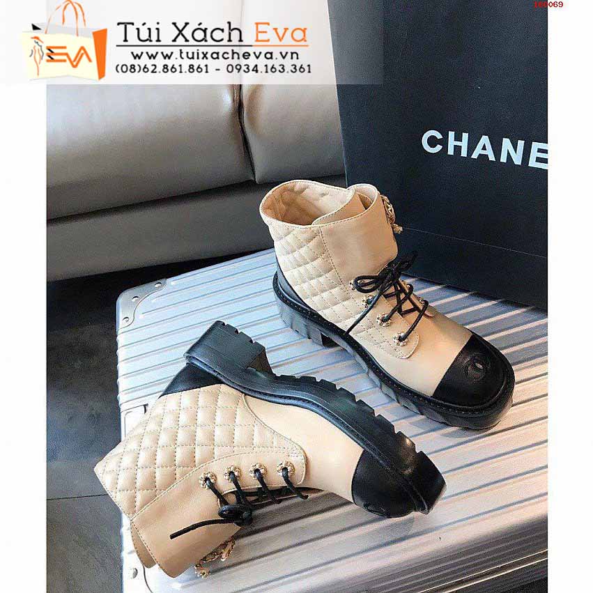 Giày Boot Chanel Siêu Cấp Màu Kem Chữ C Đẹp.