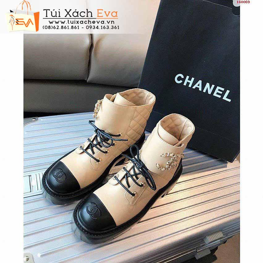 Giày Boot Chanel Siêu Cấp Màu Kem Chữ C Đẹp.