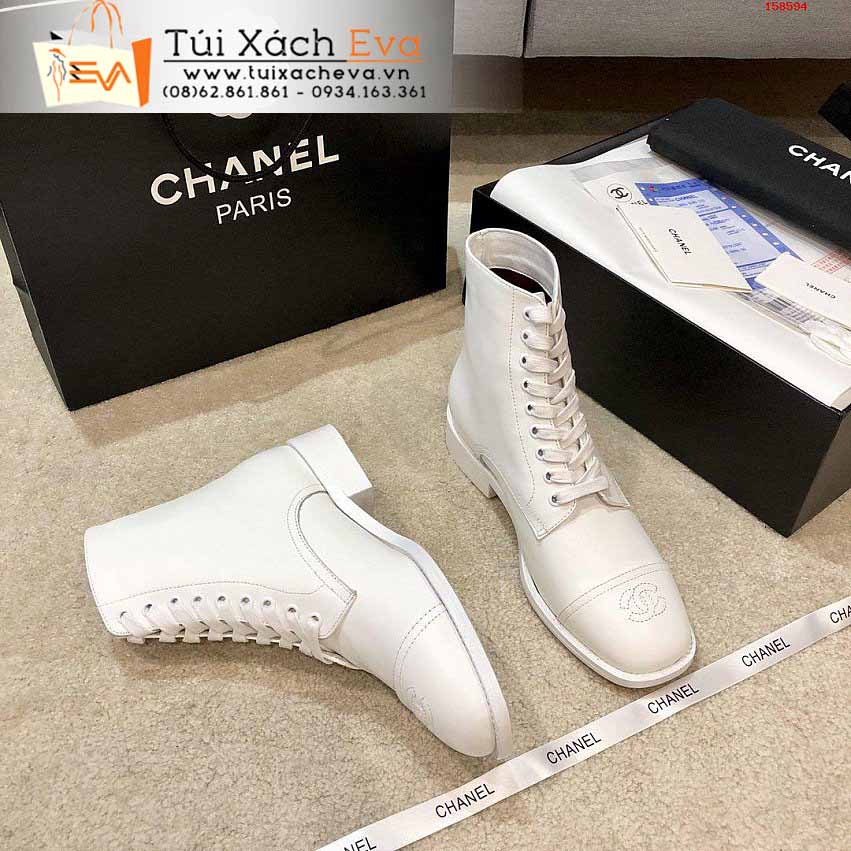 Giày Boot Chanel Siêu Cấp Màu Trắng Chữ C Đẹp.