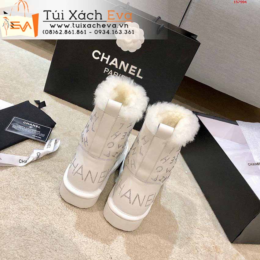 Giày Boot Chanel Siêu Cấp Màu Trắng Chữ Đẹp.