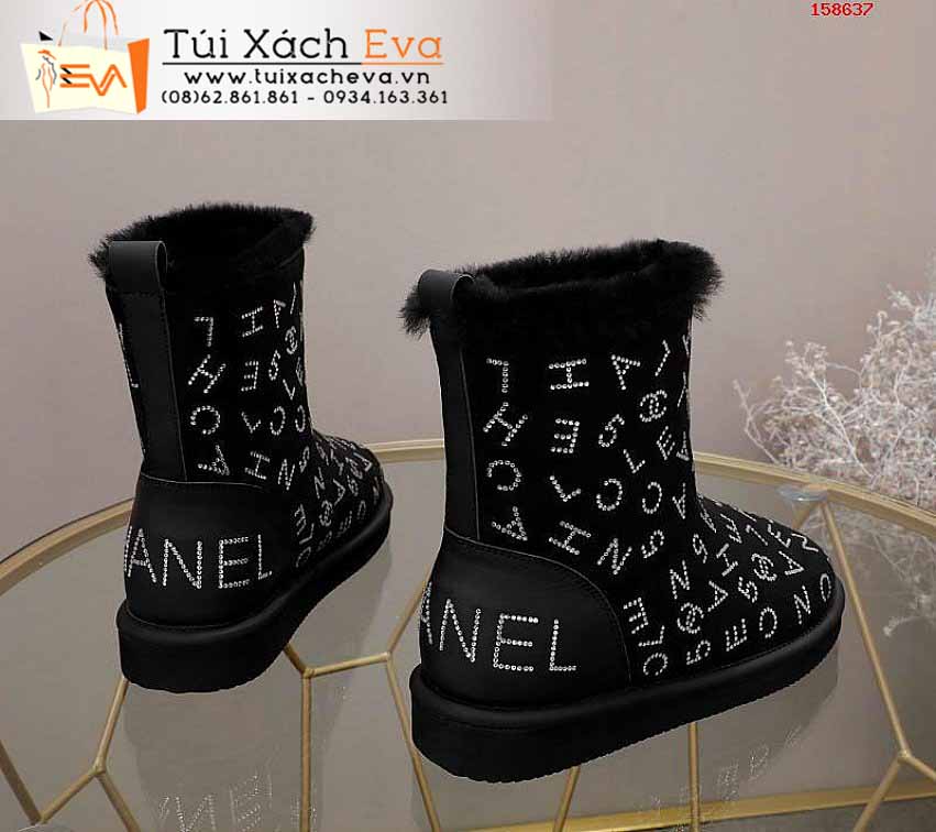 Giày Boot Chanel Siêu Cấp Màu Đen Chữ Đẹp.