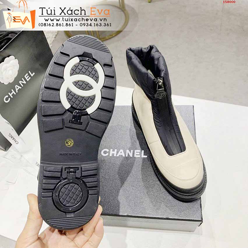 Giày Chanel Siêu Cấp Màu Kem Phối Đen Chữ C Đẹp.