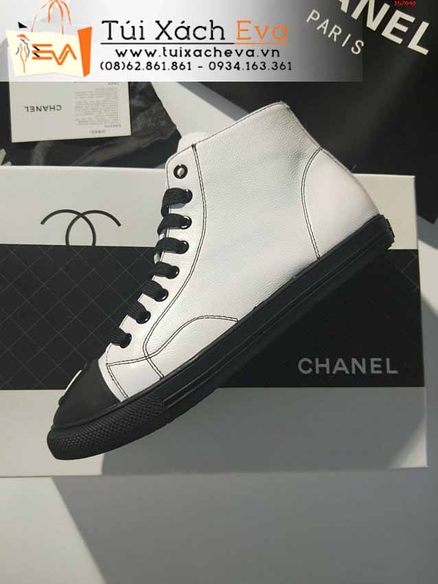 Giày Chanel Siêu Cấp Màu Trắng Phối Đen Chữ C Đẹp.